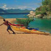 Kayak on island