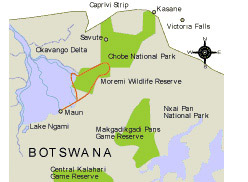 Map of The Classic Okavango Safari