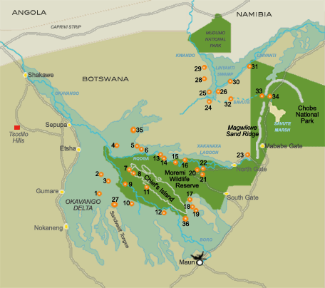 Map Okavango Delta | Accommodation in Okavango, Botswana