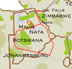 Map of The Botswana Overland Safari